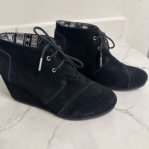 TOMS Kala Black Suede Wedge Desert Bootie